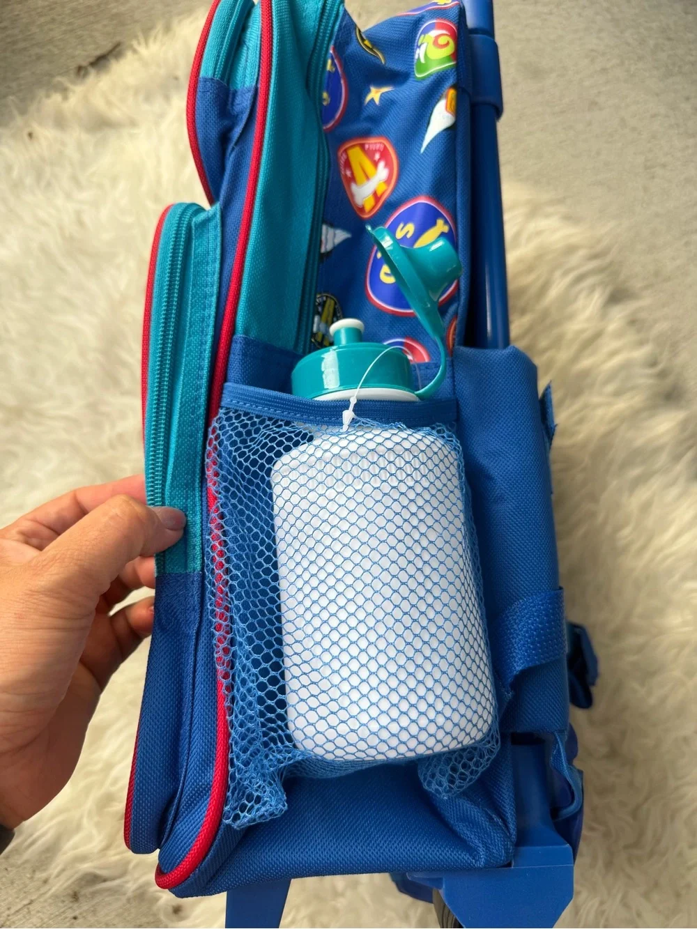Kids Blue Trolley Backpack  2YK with Plane Graphic